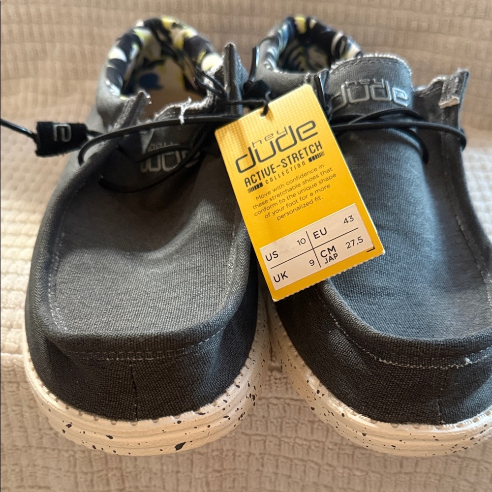 Hey Dude Men's Slip-Ons in Dark Gray and White